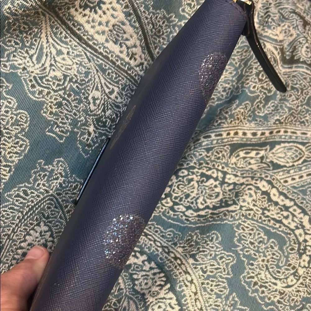 Kate Spade Midnight Blue Wallet with Glitter Polka Dot Accents